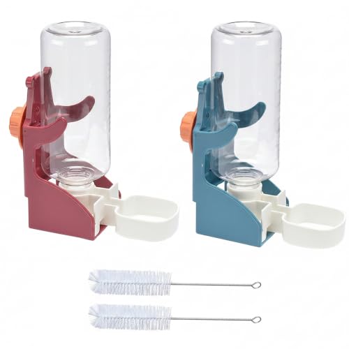 2 Stück 500ml Kaninchen Automatischer Wasserspender mit 2 Bürste Blau Rot