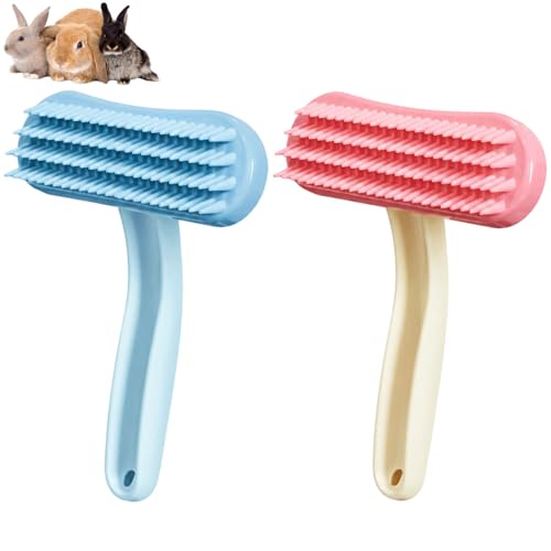 2 Stück Bunny Bürste, Kaninchen Bürste, Silikon Kaninchenpflege Bürsten Silikonbürste, Kleine Haustiere Silikonkamm für Kätzchen Welpen Kaninchen Meerschweinchen Fellpflege Bad & Massagekamm