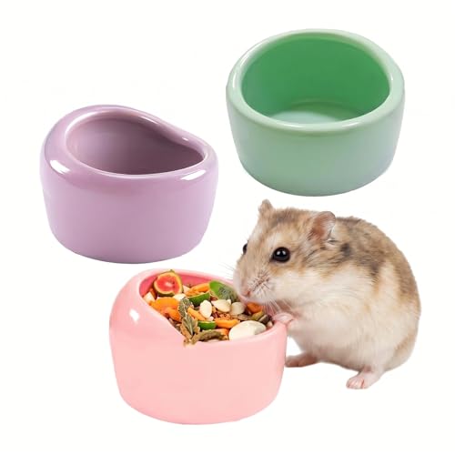 3 Stück Hamster Keramik Futterschalen, Kleintiere Keramik Futterschale, Anti-Biss Futterschalen für Meerschweinchen, Feeder