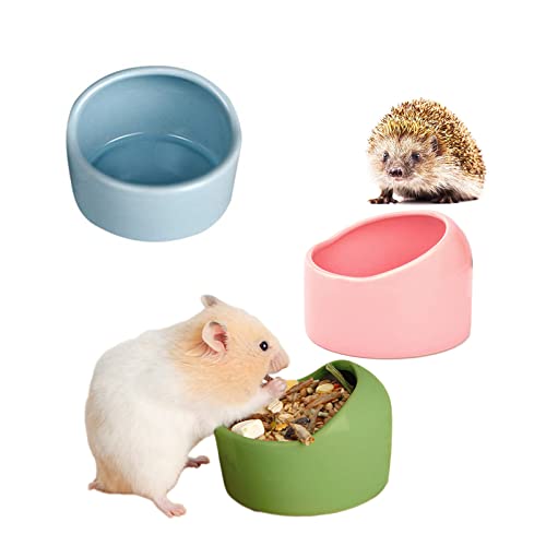 3 Stück Hamster Keramik Futterschalen, Kleintiere Napf, Anti-Biss Futternapf für Meerschweinchen und Haustiere, Feeder