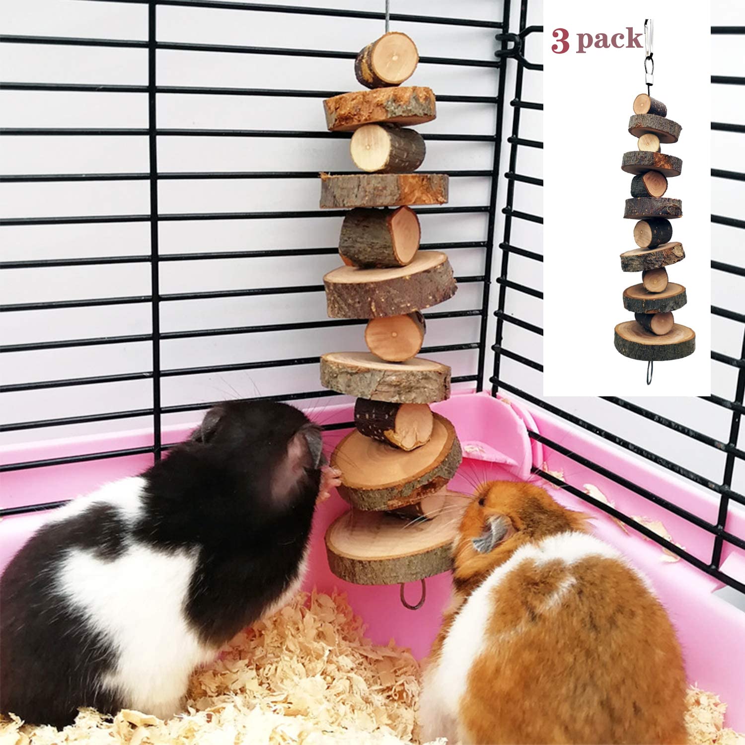 Natürliche Apfelholz-Sticks für Nagetiere 3 Stück