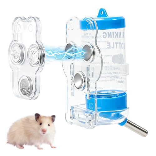 Automatischer Wasserspender Hamster Wasserflasche 80 ml mit Magnetischen Haltevorrichtungen Hängend Hamster Trinkflasche für Syrische Zwerghamster, Gerbils, Mäuse, Ratten, Degus