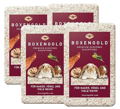 Boxengold Kleintierstreu Premium Ecostreu, Holzspäne Einstreu 4 x 4,5 kg