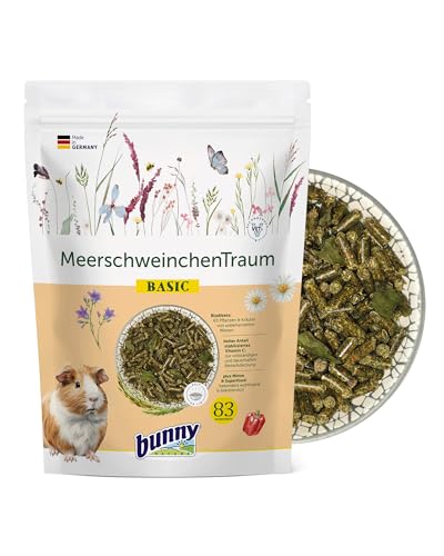 bunnyNature MeerschweinchenTraum Basic - Meerschweinchen Alleinfuttermittel ab dem 5. Lebensmonat - 63 Pflanzen & Kräuter, Vitamin C & Superfood - 1,5kg