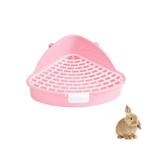 Changyeah Kaninchentoilette, 1 dreieckiges Töpfchentrainer, Ecktoilette, Kaninchentoilette, für Erwachsene, Meerschweinchen, Hamster, Hasen (Rosa)