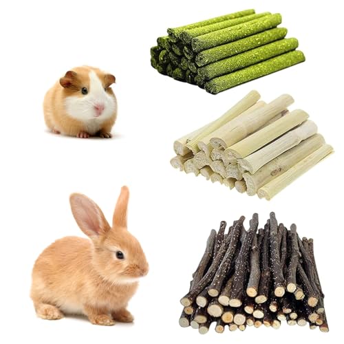 Cycayit Nager Snack Mix 300 g Apfelholz Süßbambus Heu, Kaninchen Zahnpflege