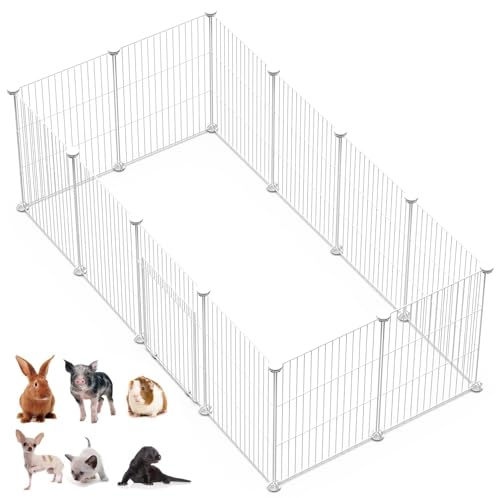 CZCPARY Kleintiergehege, Laypen mit Tür, Gehege für Hamster, Kaninchen, Meerschweinchen 43 * 32 12pcs（Weiß）
