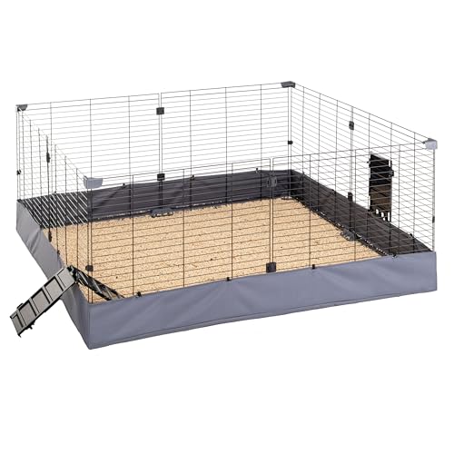 Ferplast Gehege für Meerschweinchen HUB 04, Ideal für kleine Tiere Käfig, Innen-/Außenbereich Tiergehege, Wasserdicht - Maschinenwaschbarer Boden, Erweiterbar und Modular, 140 x 140,5 x 59,5 cm