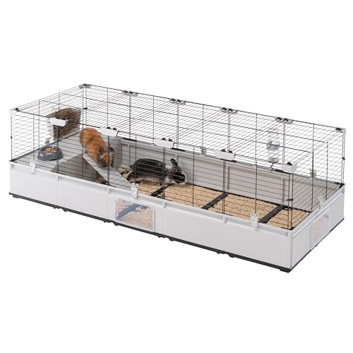 Ferplast Kaninchenkäfig, Hasenkäfig, Meerschweinchenkäfig, MODULAR 4, Modularer, erweiterbare, käfig groß, mit Zubehör, Viel Platz, 179 x 72 x h 56 cm
