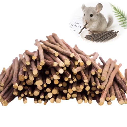 Flewdart 500g Hamster Kauspielzeug 300pcs, Kaninchen-Kauspielzeug, Apfelbaumstab Natural Spielzeug für Kaninchen Hamster Meerschweinchen Chinchilla (500g) (500g)