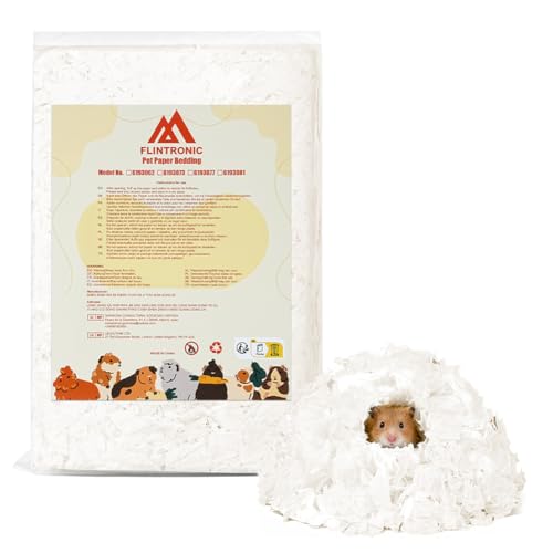 Flintronic Papier Einstreu für Kleintiere, 99,9% Staubfrei Kleintierstreu Kaninchen-Einstreu Aus Papier, Geruchsbindend Hamster Streu, Kleintier Einstreu für Mäuse, Meerschweinchen, Kaninchen, 440g
