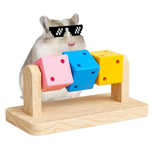 Hamster Spielzeug, 1 Stuck Holz Meerschweinchen Kauspielzeug, Bunter Holzblock Beschäftigung für Meerschweinchen, Chinchillas, Hamster, Kleintiere, Rennmäuse, Ratten, die mit den Zähnen knirschen