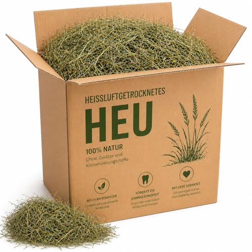 Heu 15kg - Frisch, Weich & Garantiert Grün - für Meerschweinchen und Kaninchen - Heißluft Getrocknet