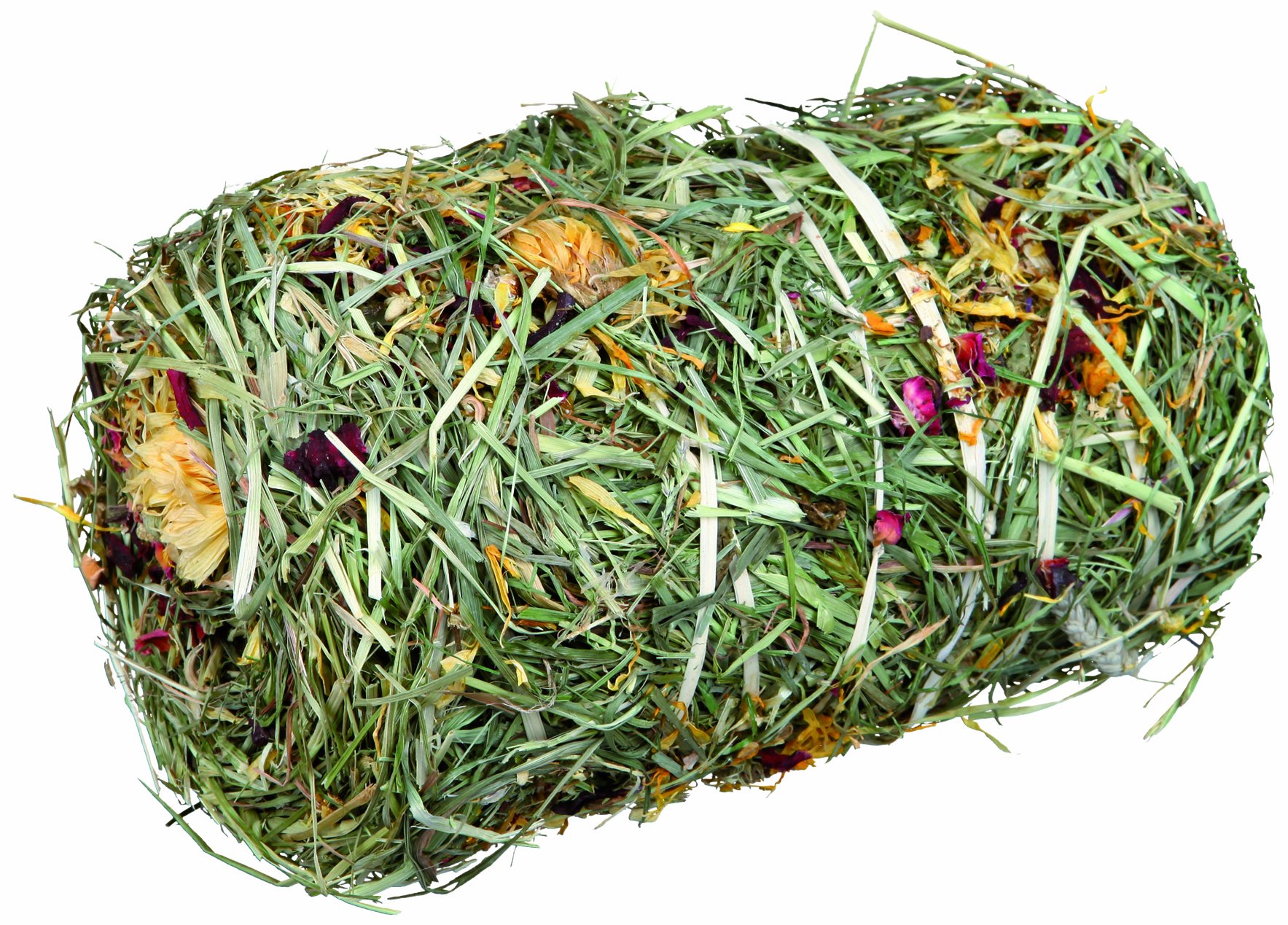Heuballen mit Blüten für Meerschweinchen
