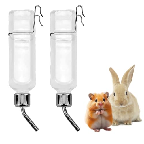 Hochwertige Trinkflaschen für Kaninchen mit Halterung, 2 Stück Set für Haustiere, 350 ml Kapazität, Hängende Wasserspender für Kaninchen, Meerschweinchen, Hamster und Chinchillas, Langlebiges Design