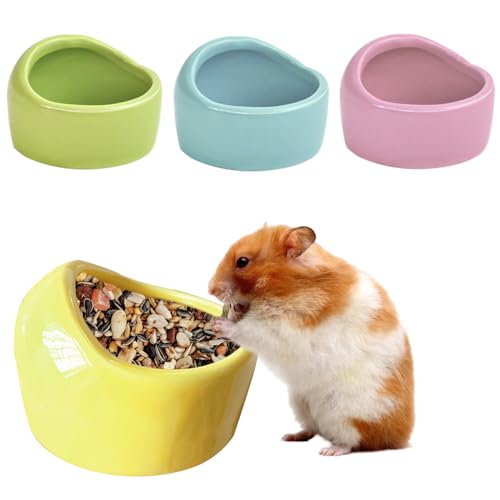HOMURY 4 Stück Keramik Futterschalen für Kleintiere - Napf für Haustiere, Anti-Biss Schälchen für Hamster und Meerschweinchen