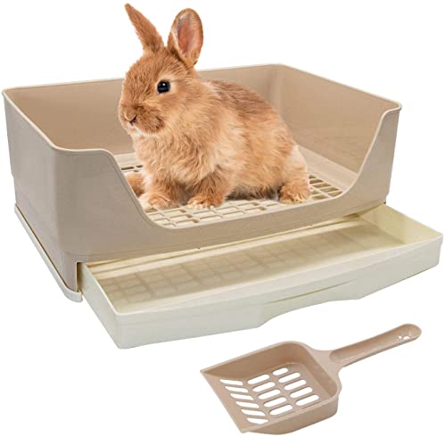 HYLYUN Kaninchen Toilette Große mit herausnehmbarer Schublade und Schaufel