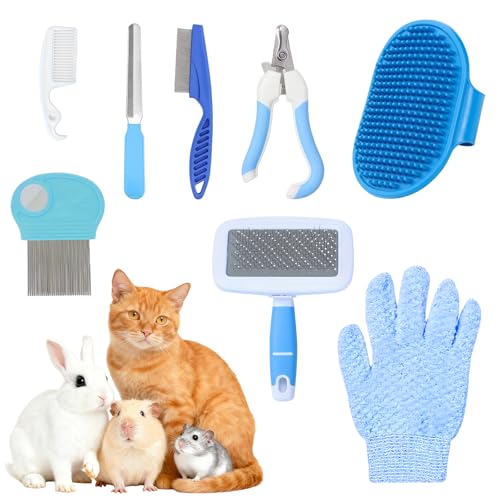 Kaninchen Pflege Set, 8 Stück, Blau