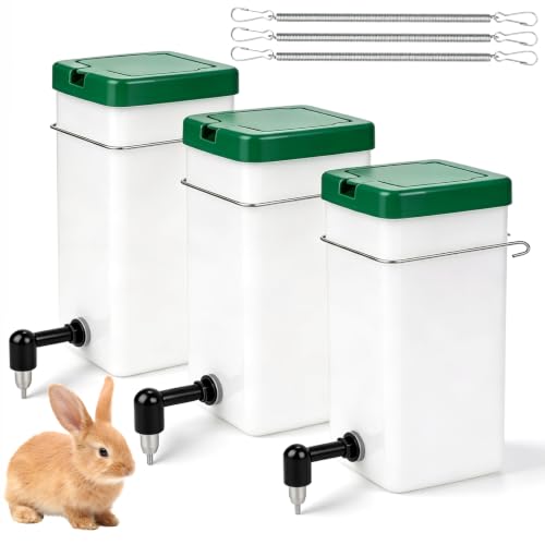 Kaninchentränke 1000ML Trinkflasche Kaninchen mit Halterung, Kaninchen Automatischer Wasserspender, Nippel Nagertränke Keine Tropf Trinkflasche für Nagetiere Kleintierstall(3 Stück)