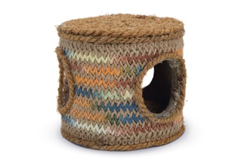 Karlie Kokosnussseil Tonne, Nagerspielzeug, Kokosnuss/Holz, Natur/Mehrfarbig, 12x12x10,5 cm