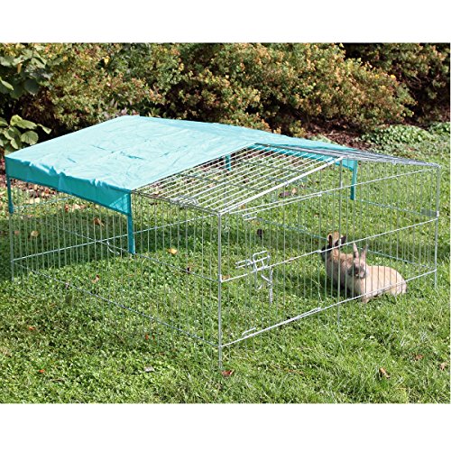 Kerbl Freilaufgehege (Gehege für große Kanninchen + Hasen, Maße 115x115 cm, Höhe 60 cm, Gitterabstand 3,5 cm, Auslauf mit Zwei Türen) 82845