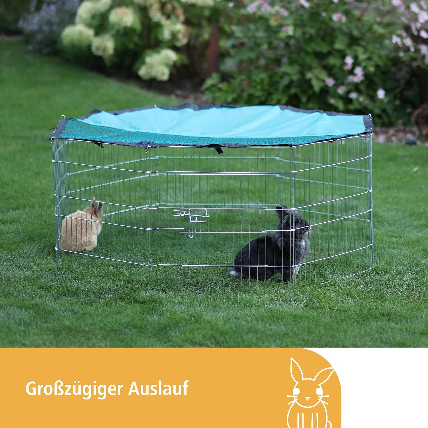 Robustes freigehege für haustiere mit sonnenschutz — Ansicht 2
