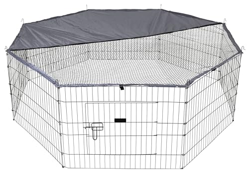Kerbl Pet Freilaufgehege Milo, Freilaufgehege, Freilauf, Auslauf mit Abdeckung Metall pulverbeschichtet, Kaninchen, Hasen, Kleintiere