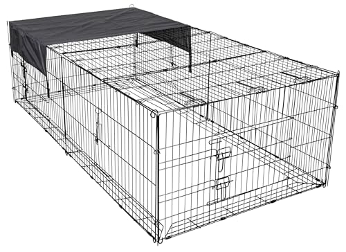 Kerbl Pet Freilaufgehege Nala mit Ausbruchsperre, 200 x 100 x 60 cm, Metall verzinkt, 3,2cm, mit Abdeckung, Freilaufgehege, Freilauf, Auslauf, Kaninchen, Hasen