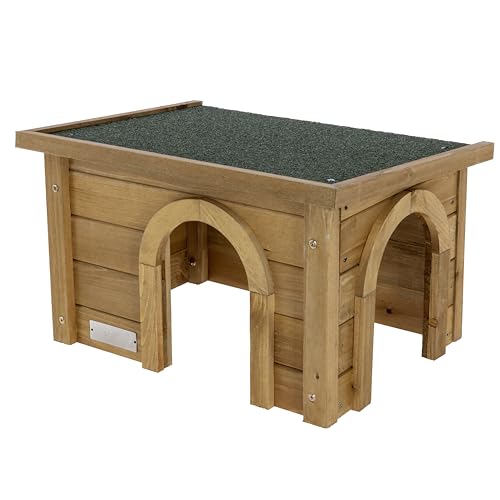 Kerbl Pet Nagerhaus, Kleintierhaus, Nagerhütte, 45x32x27cm, Spießtanne, Kunststoff, Nager, wetterfestes Dach, langlebig, robust