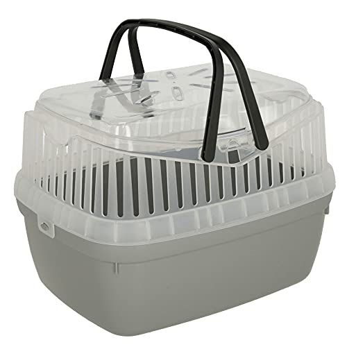 Kerbl Pet Transportbox Portobello, Tierbox, 30x23x23cm, Kunststoff, grau, für Hamster, Meerschweinchen, Nager