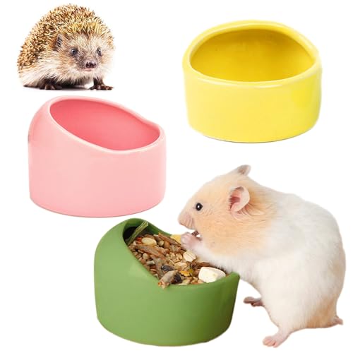 Manqyi 3 Stück Keramik Futterschalen für Haustiere, Hamster und Kleintiere, Anti-Biss Keramik Napf für Meerschweinchen