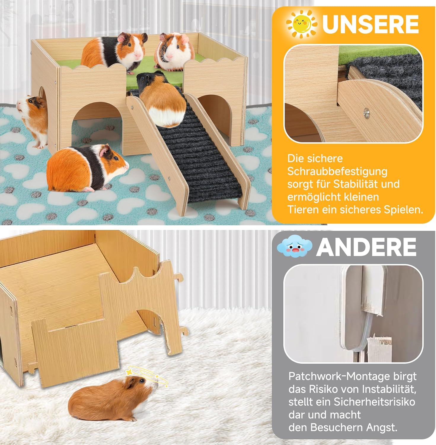Versteck für meerschweinchen mit treppe grün — Ansicht 2