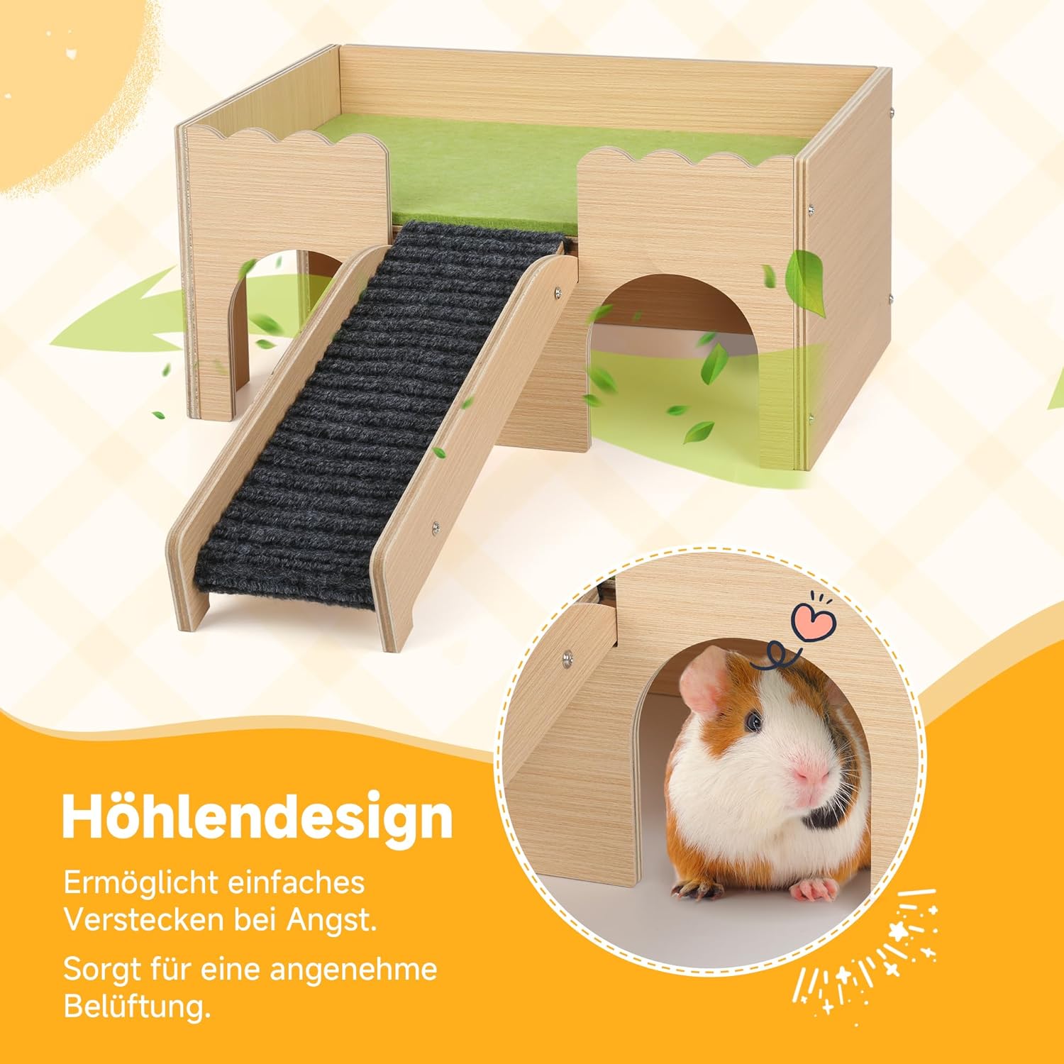 Versteck für meerschweinchen mit treppe grün — Ansicht 3