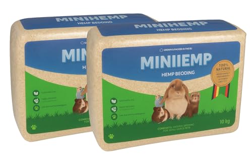 MINIHEMP Kleintierstreu aus Hanf, Hanfeinstreu, Nagerstreu, 2 x 100 L