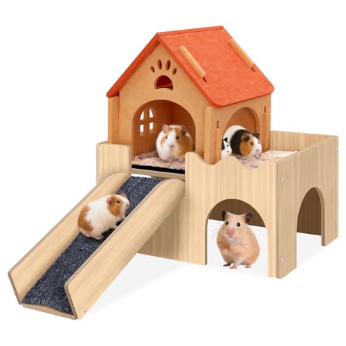 Mittimiya 3-in-1 Meerschweinchen Haus mit Plattform und Treppe