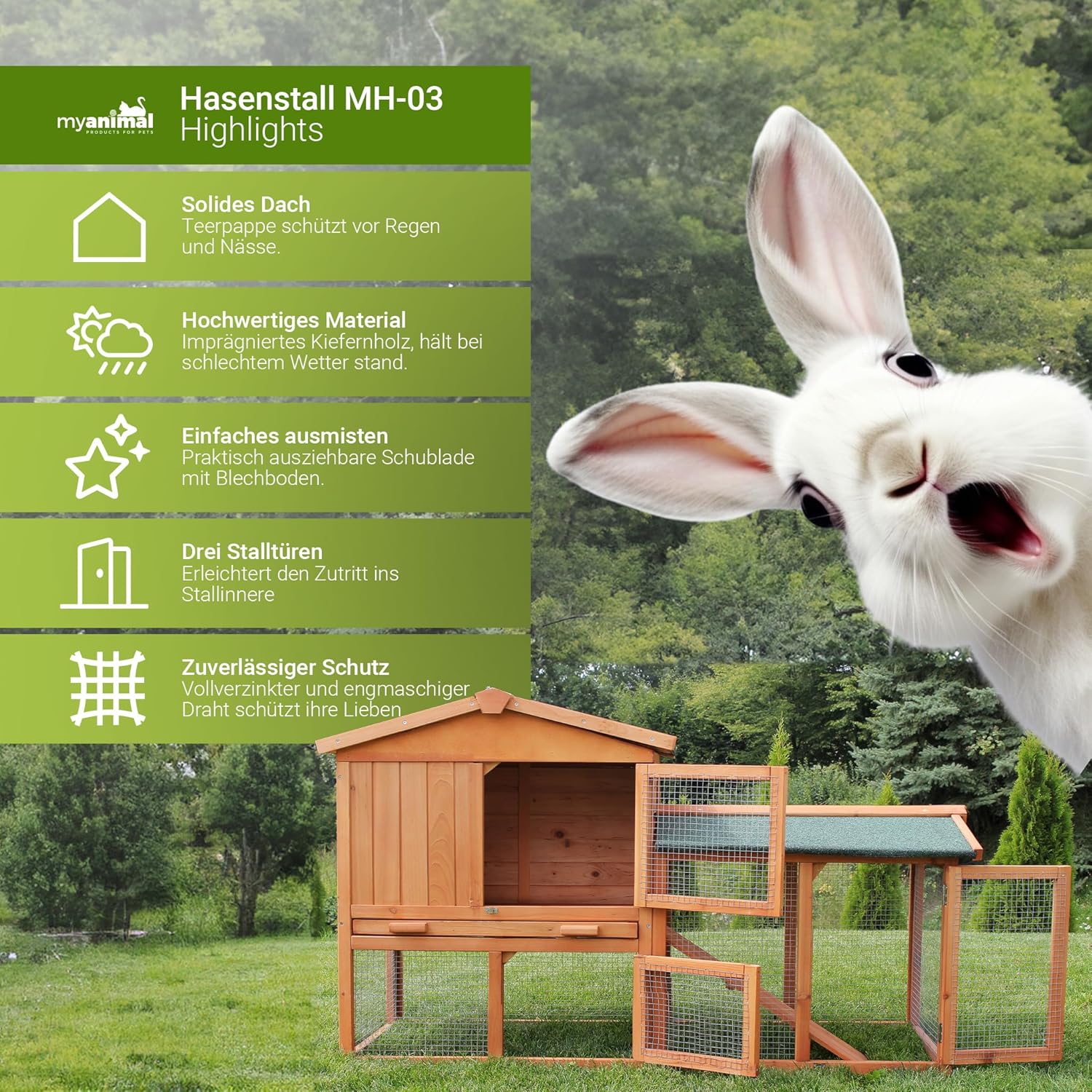 Miweba MyAnimal Kaninchenstall wetterfest braun — Ansicht 2