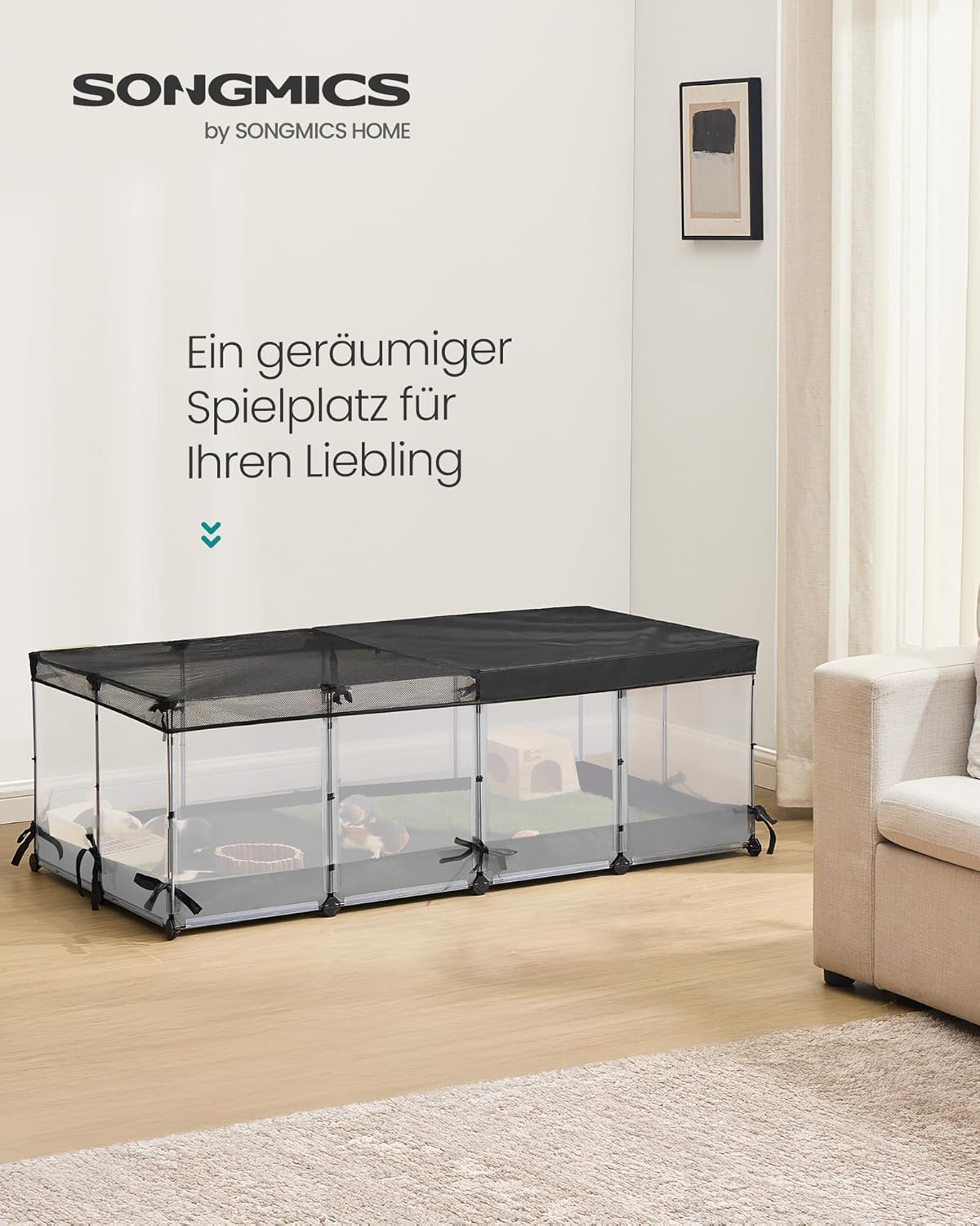Modulare Kleintiergehege weiß 144x74cm — Ansicht 2
