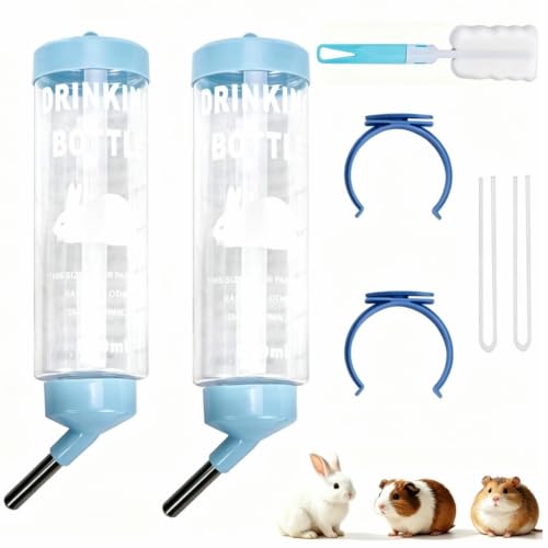 Nagertränke 250ml, 2 Stück, Trinkflasche für Kaninchen, Meerschweinchen und Zwergkaninchen, Tropffrei
