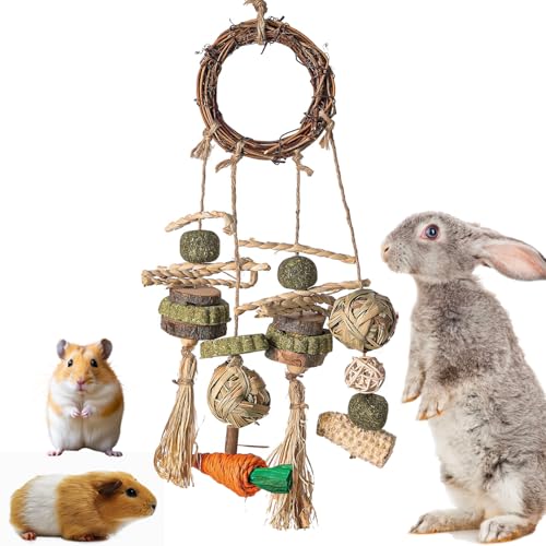 Norhogo 1 Stück Kaninchen-Spielzeug, Holz-Rattan-Beißspielzeug