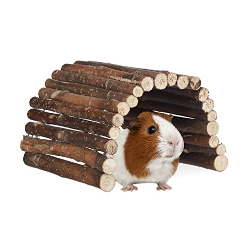 Relaxdays Nagerbrücke Holz, Tunnel für Kleintierkäfig, Hamster, Meerschweinchen, flexibiegen, HBT 2x29x17cm, Natur, Braun