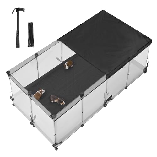 SONGMICS Kleintiergehege, halbtransparente Platten, 144 x 74 x 57 cm