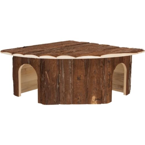 TRIXIE 62044 Eckhaus Jesper, 2 Ausgänge, Kaninchen, Rindenholz, 52 × 18 × 37/37 cm