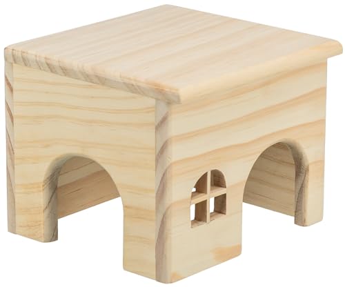 Trixie Kleintier-Haus aus Holz - für Mäuse und Hamster - nagelfrei - Eingänge 6 x 6 cm - 15 x 12 x 15 cm - 61261